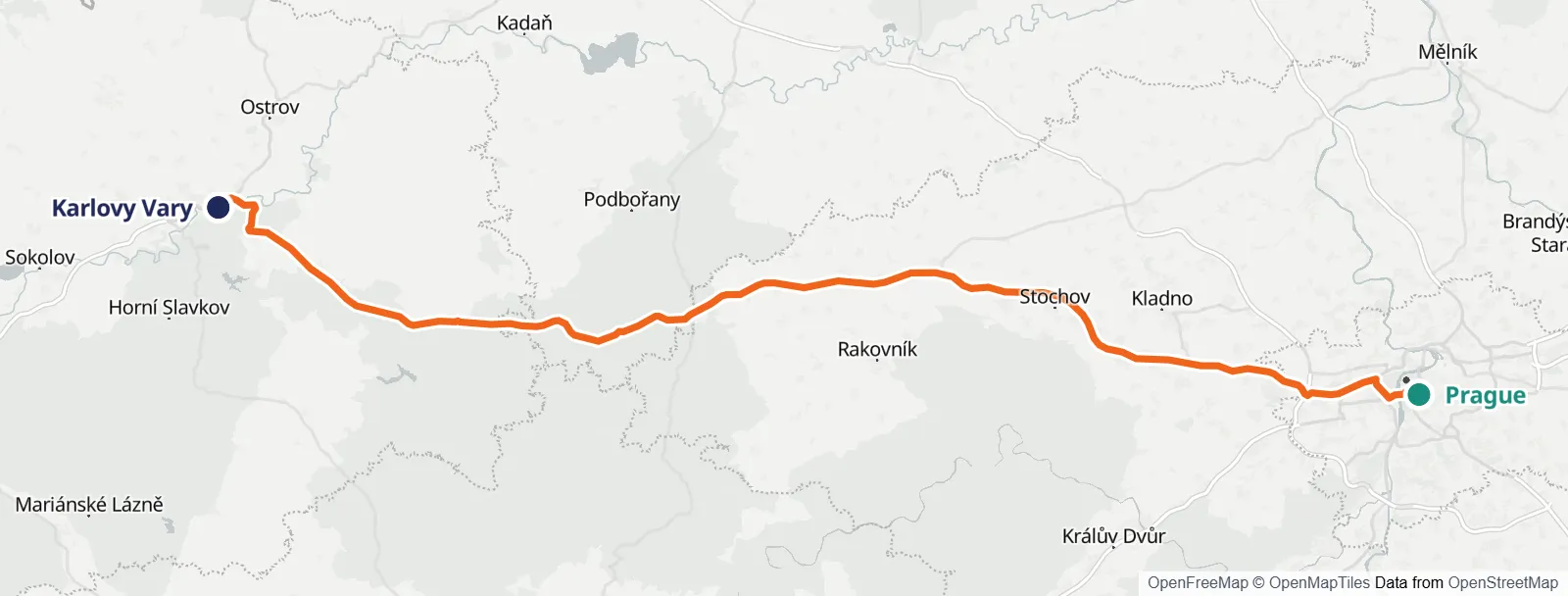 路线地图: Prague – Karlovy Vary